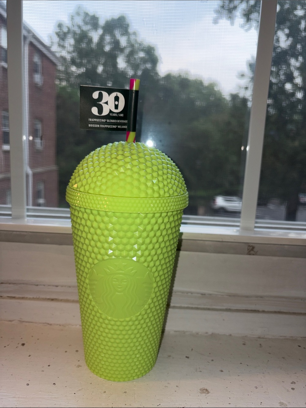 Starbucks Bright Neon Green Studded Tumbler with Straw